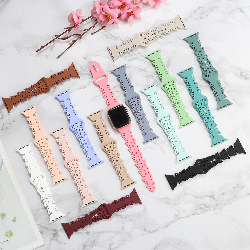 For Apple Watch Series 9 8 7 41mm 6 5 4 SE (2022) SE (2023) SE 40mm 3 2 1 38mm Hollow Watchband Butterfly Shape Silicone Strap For Apple Watch Series 9 8 7 41mm 6 5 4 SE (2022) SE (2023) SE 40mm 3 2 1 38mm Hollow Watchband Butterfly Shape Silicone Strap